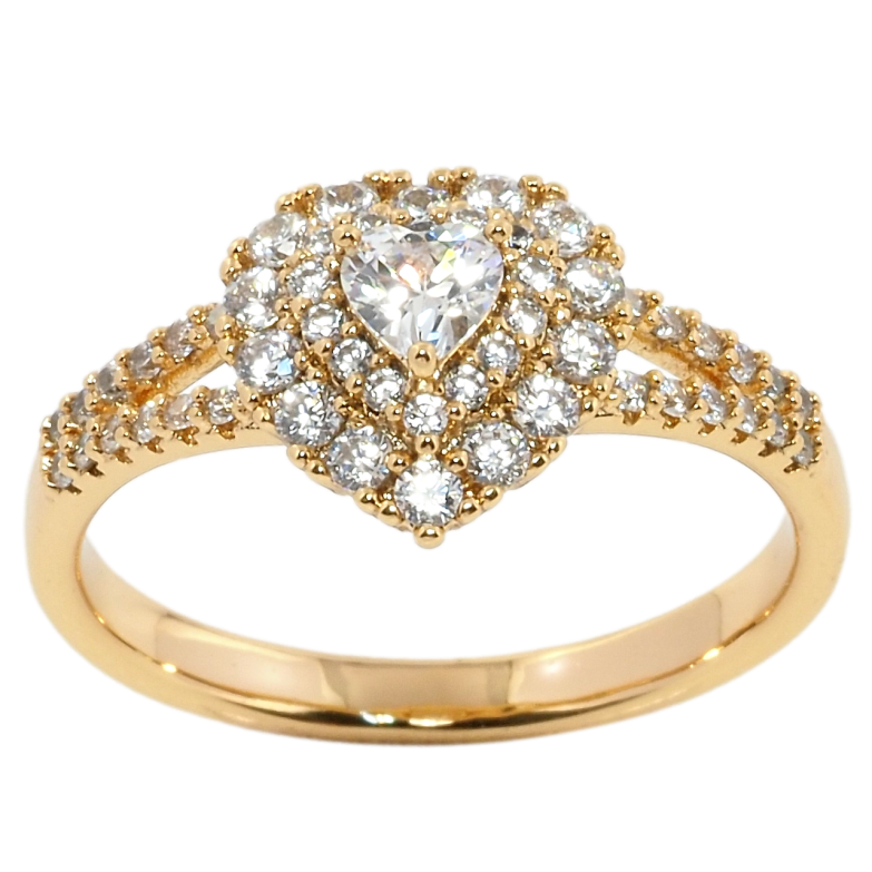 Кольцо Xuping Позолота 18K Сердце с цирконием фото №1