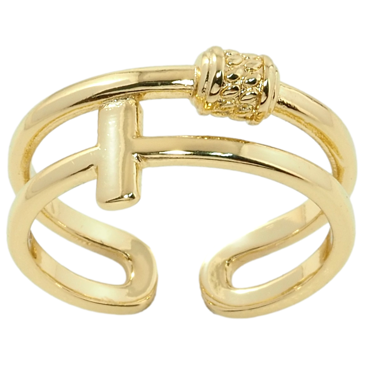 Каблучка Xuping QQMМ Позолота 14K Подвійна шинка фото №2 Каблучка Xuping QQMМ Позолота 14K Подвійна шинка фото №2