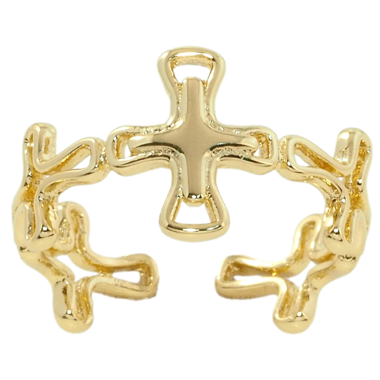 Каблучка Xuping QQMМ Позолота 14K Візерунок з хрестиків фото №6