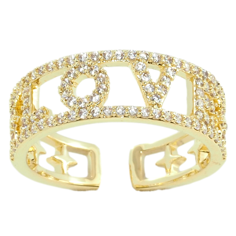 Каблучка Xuping QQMМ Позолота 14K Love з цирконієм фото №1