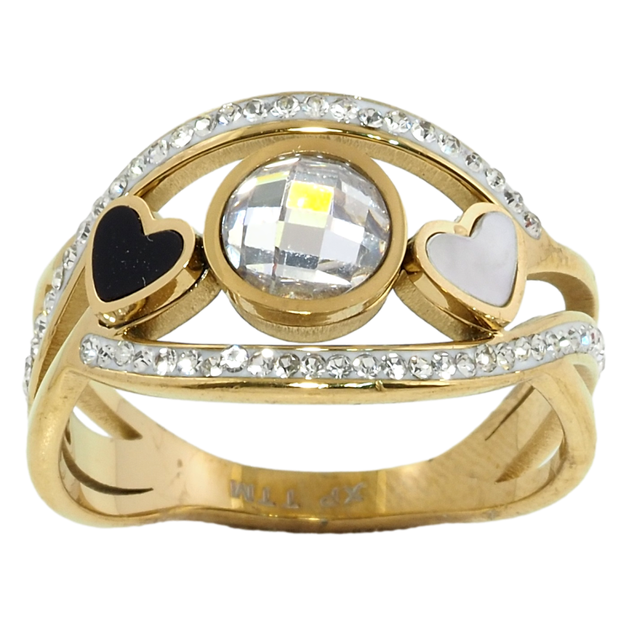 Каблучка Xuping TTM Stainless Steel Колір 14К Романтичний орнамент із цирконієм фото №1