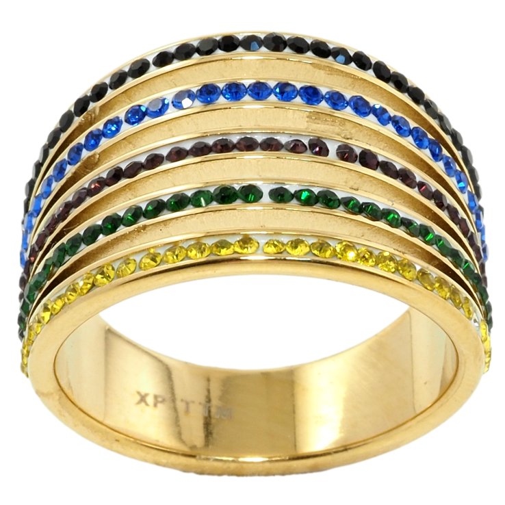 Каблучка Xuping TTM Stainless Steel Колір 14К Доріжки кольорового цирконію фото №9