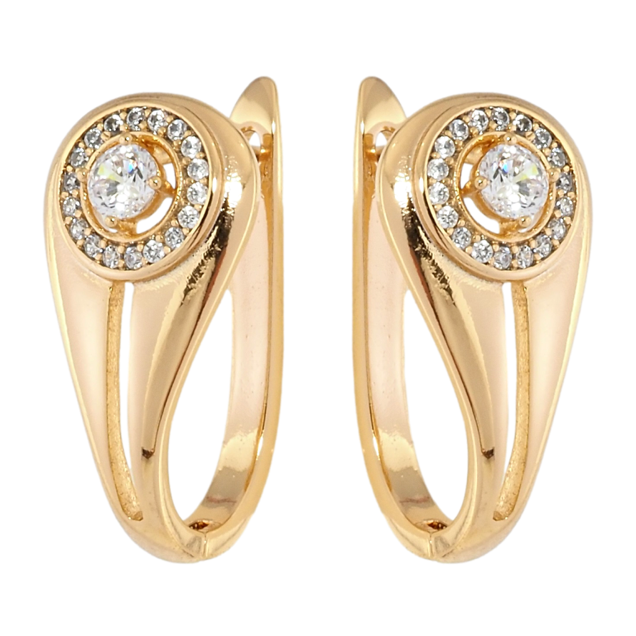 Сережки Xuping Позолота 18K англійський замок Інкрустація цирконієм фото №1