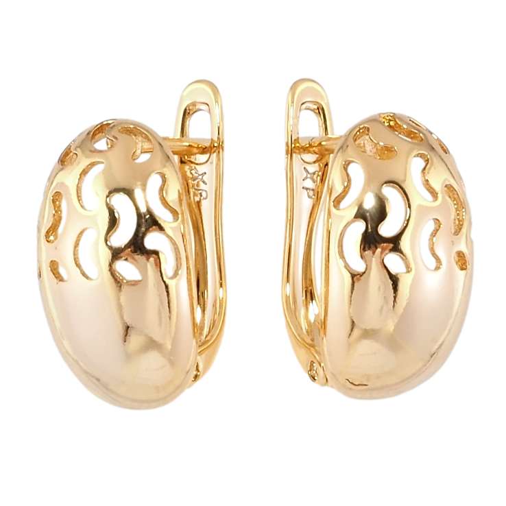 Сережки Xuping Позолота 18K англійський замок Різьблений візерунок на один бік фото №5