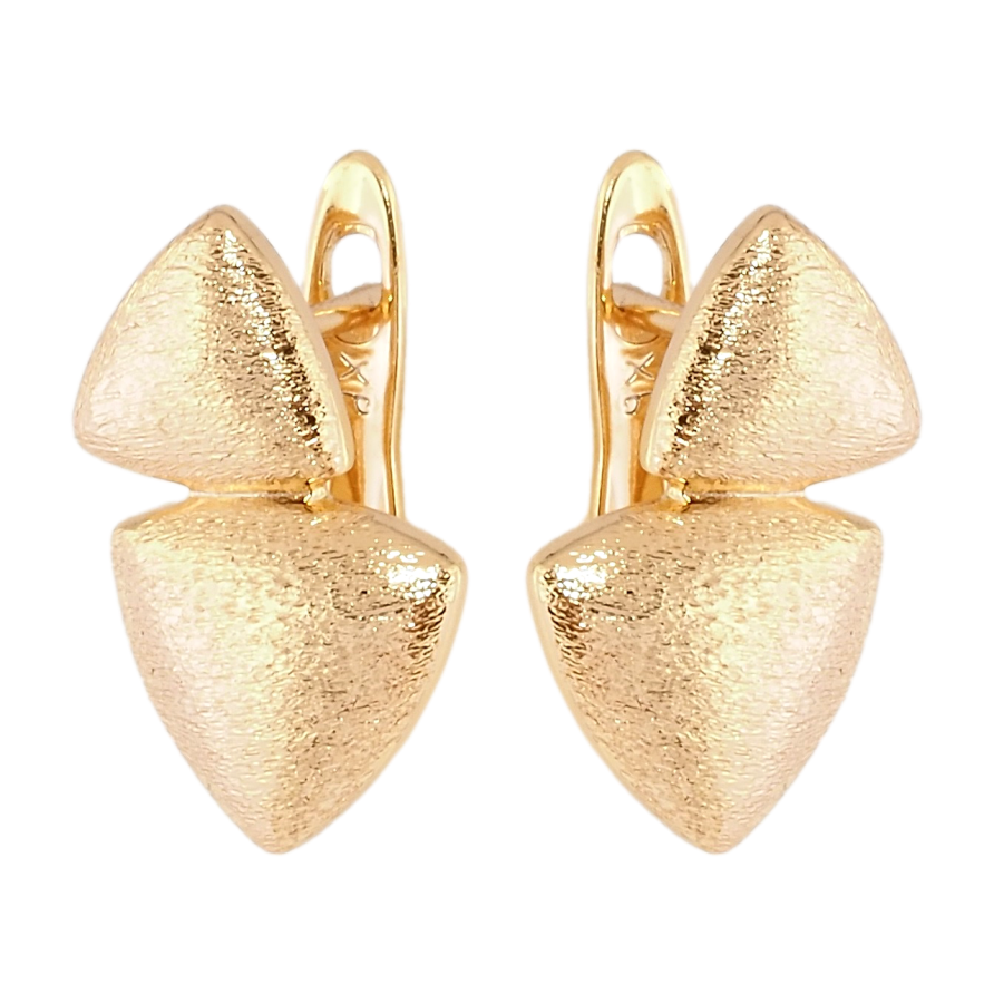 Серьги Xuping Позолота 18K английский замок Треугольники с шагренью фото №1