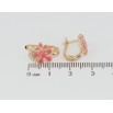 Сережки Xuping Позолота 18K англійський замок Квіточки з рожевою емаллю та цирконієм фото №2