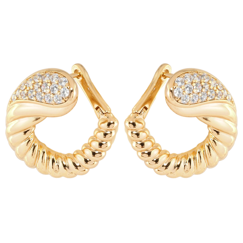 Серьги Xuping Позолота 18K английский замок Декоративные колечки с цирконием фото №1