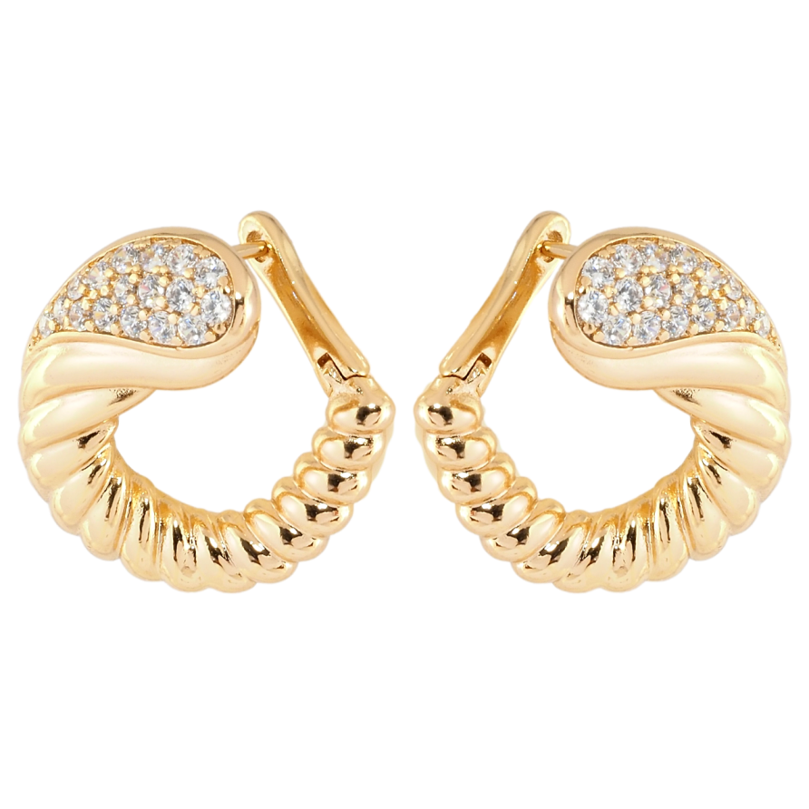 Серьги Xuping Позолота 18K английский замок Декоративные колечки с цирконием фото №1