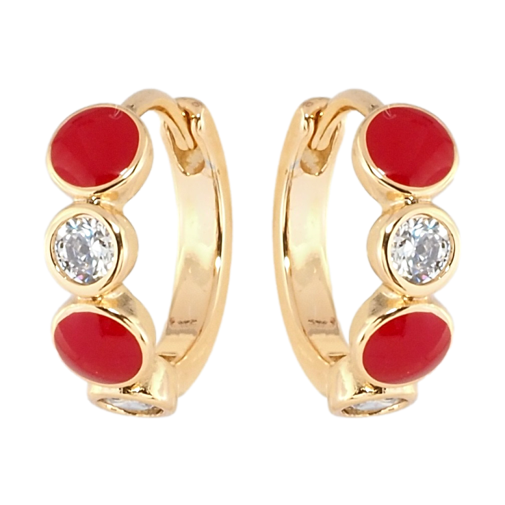 Серьги Xuping Позолота 18K колечки Круги с цирконием и красной эмалью фото №20