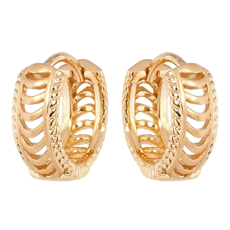 Серьги Xuping Позолота 18K колечки Резной орнамент фото №1