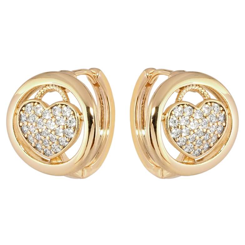 Сережки Xuping Позолота 18K колечка Сердечки з цирконієм фото №5