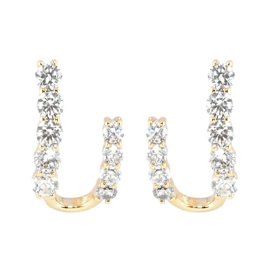 Сережки Xuping Позолота 18K пусети Декоративні гачки з доріжками цирконію фото №1 Сережки Xuping Позолота 18K пусети Декоративні гачки з доріжками цирконію фото №1