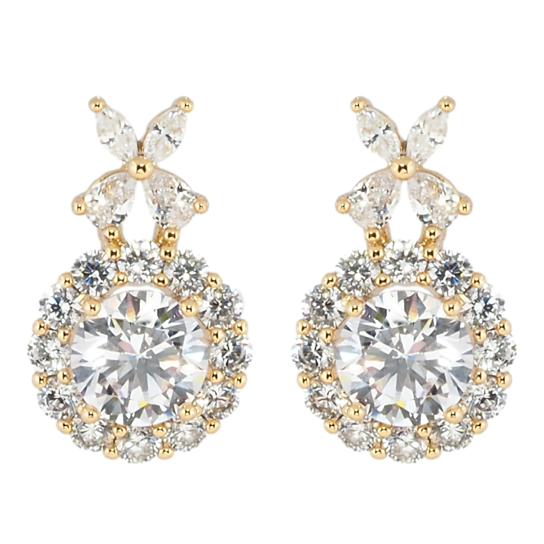 Серьги Xuping Позолота 18K пусеты Фианиты в обрамлении циркония фото №1 Серьги Xuping Позолота 18K пусеты Фианиты в обрамлении циркония фото №1