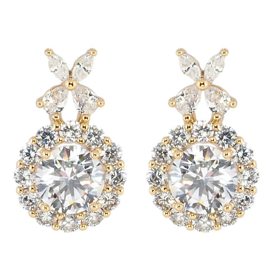 Сережки Xuping Позолота 18K пусети Фіаніт в обрамленні цирконію фото №1