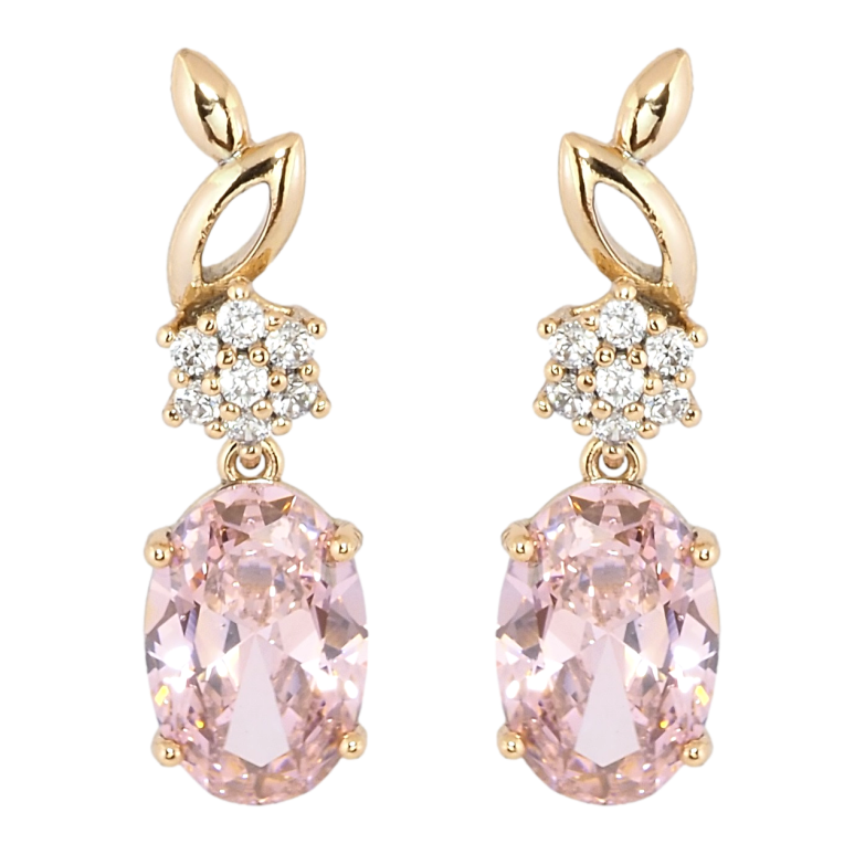 Сережки Xuping Позолота 18K пусети Елегантні підвіски з рожевим фіанітом фото №4 Сережки Xuping Позолота 18K пусети Елегантні підвіски з рожевим фіанітом фото №4