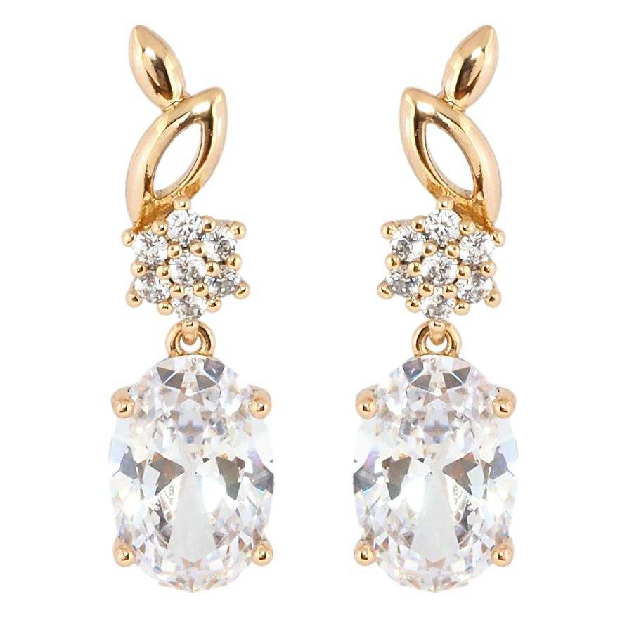 Сережки Xuping Позолота 18K пусети Елегантні підвіски з фіанітом фото №1 Сережки Xuping Позолота 18K пусети Елегантні підвіски з фіанітом фото №1