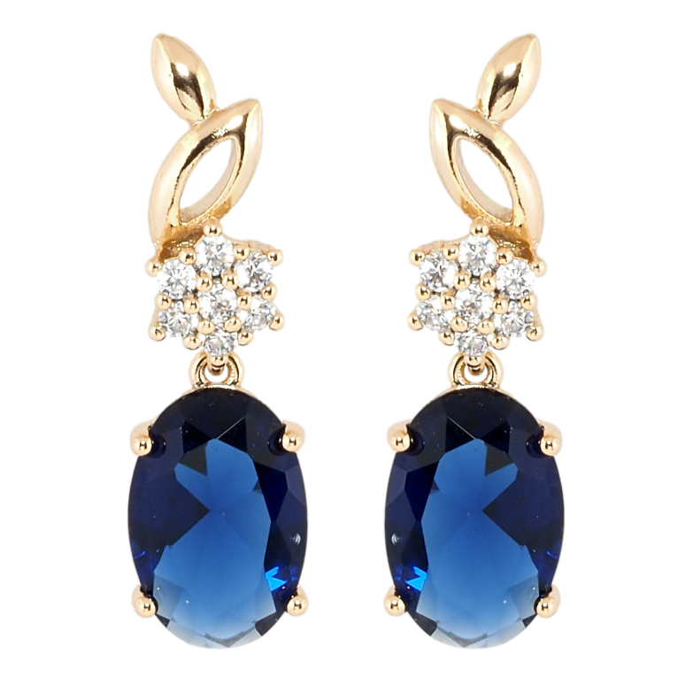 Сережки Xuping Позолота 18K пусети Елегантні підвіски з синім фіанітом фото №1