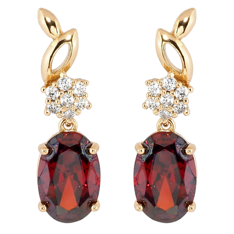 Сережки Xuping Позолота 18K пусети Елегантні підвіски з червоним фіанітом фото №2 Сережки Xuping Позолота 18K пусети Елегантні підвіски з червоним фіанітом фото №2