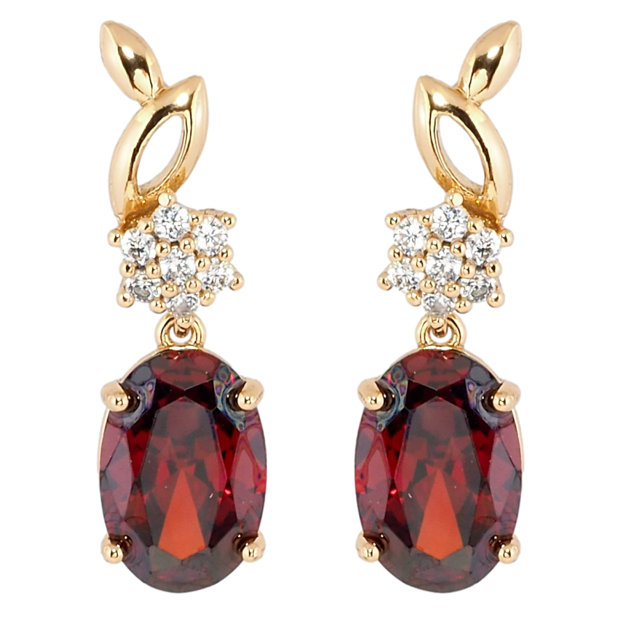 Сережки Xuping Позолота 18K пусети Елегантні підвіски з червоним фіанітом фото №1