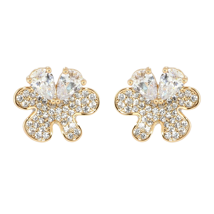 Сережки Xuping Позолота 18K пусети Квіти інкрустація цирконієм фото №14