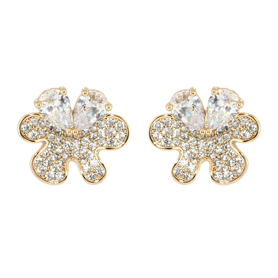 Серьги Xuping Позолота 18K пусеты Цветочки инкрустация цирконием фото №1 Серьги Xuping Позолота 18K пусеты Цветочки инкрустация цирконием фото №1