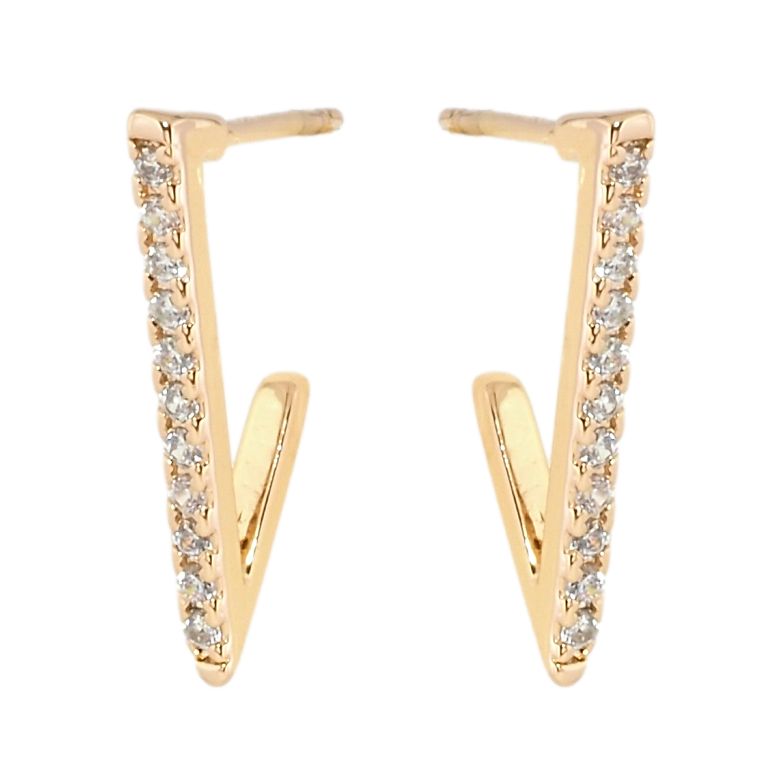 Серьги Xuping Позолота 18K пусеты Уголки с дорожками циркония фото №1 Серьги Xuping Позолота 18K пусеты Уголки с дорожками циркония фото №1
