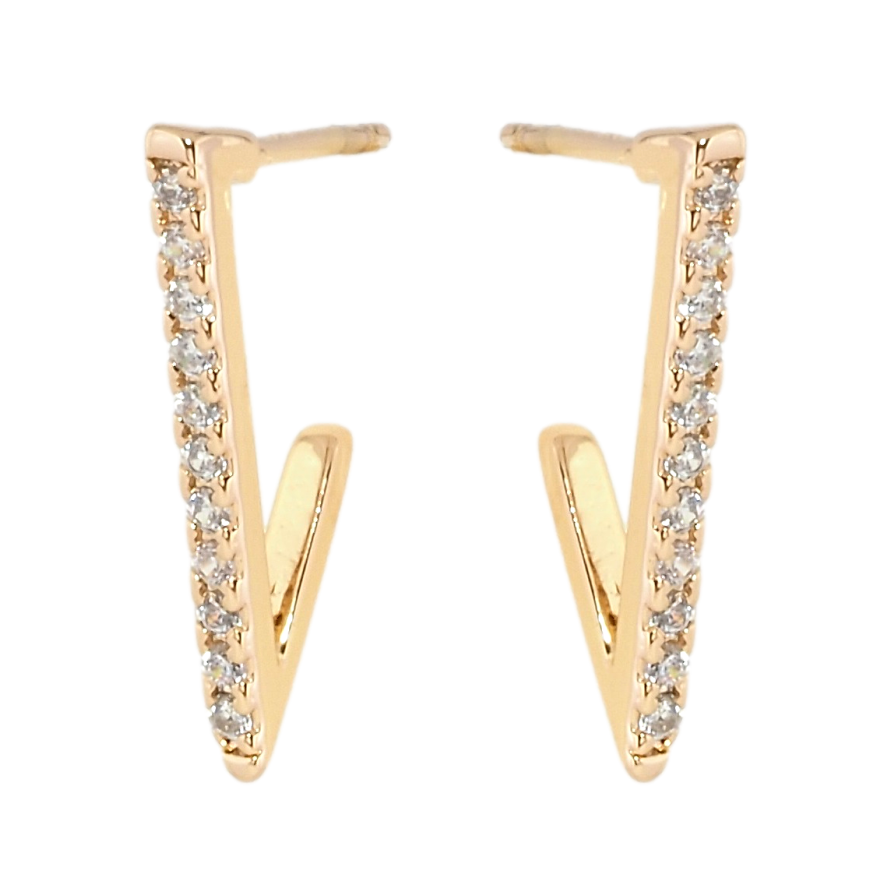 Сережки Xuping Позолота 18K пусети Куточки з доріжками цирконію фото №1 Сережки Xuping Позолота 18K пусети Куточки з доріжками цирконію фото №1