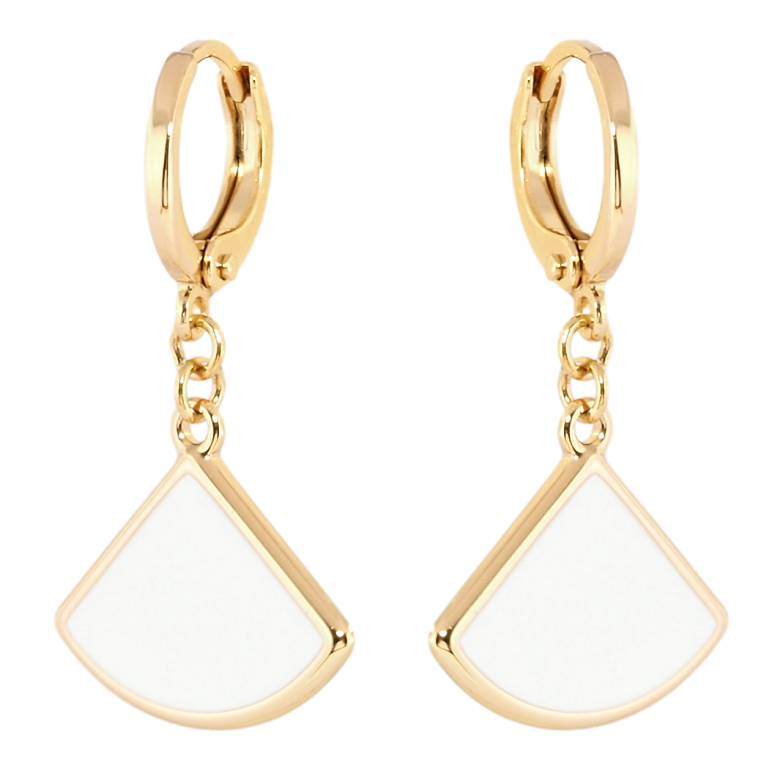 Серьги Xuping Позолота 18K подвески на колечках Декоративные подвески с белой эмалью фото №1