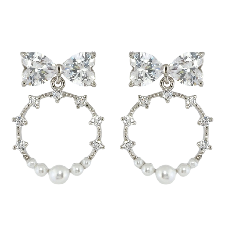 Сережки Xuping Родій пусети Кришталеві банти з круглими підвісками фото №21