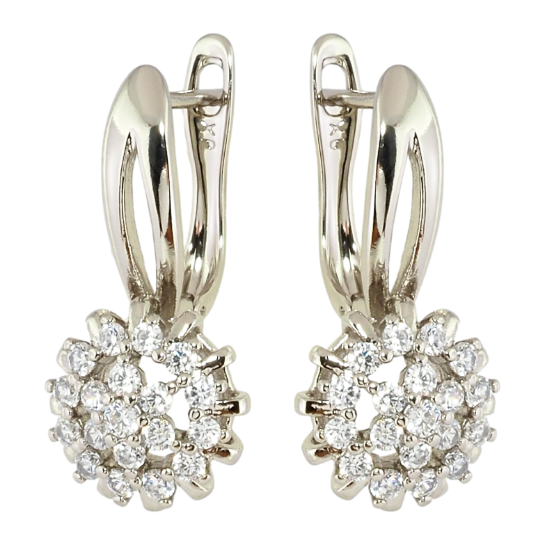 Серьги Xuping Родий английский замок Декоративные цветочки с цирконием фото №1