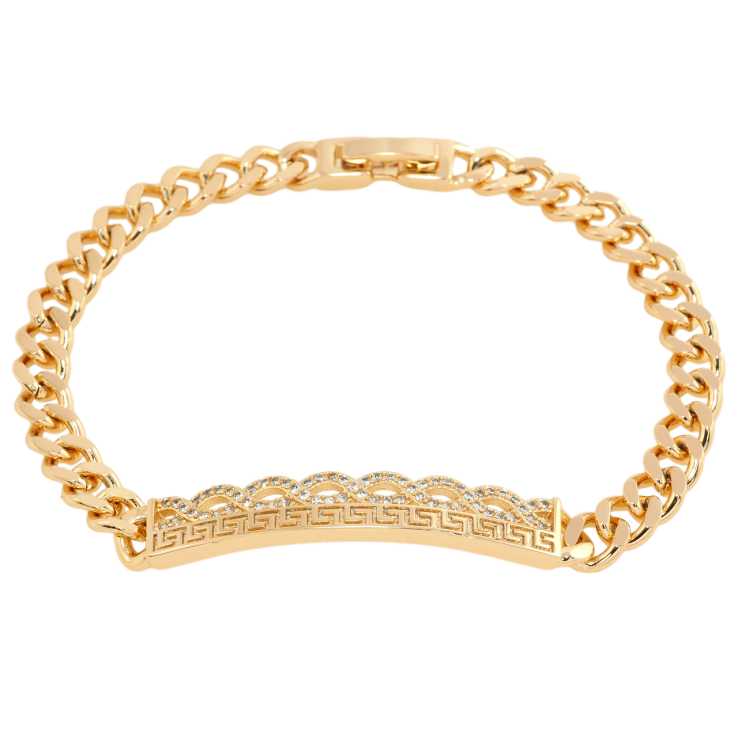 Браслет Xuping Позолота 18K Цепочка Панцирное плетение с вставкой длина 19.5см х 6мм фото №24