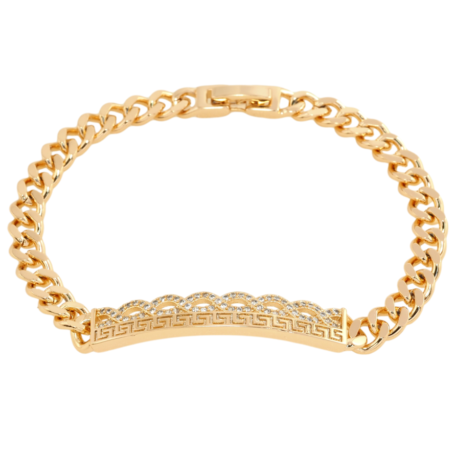 Браслет Xuping Позолота 18K Цепочка Панцирное плетение с вставкой длина 19.5см х 6мм фото №1