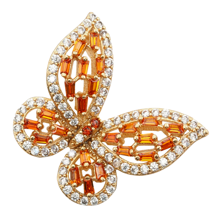 Кулон Xuping Позолота 18K Метелик інкрустація цирконієм та помаранчевими фіанітами для ланцюжка до 3мм фото №10
