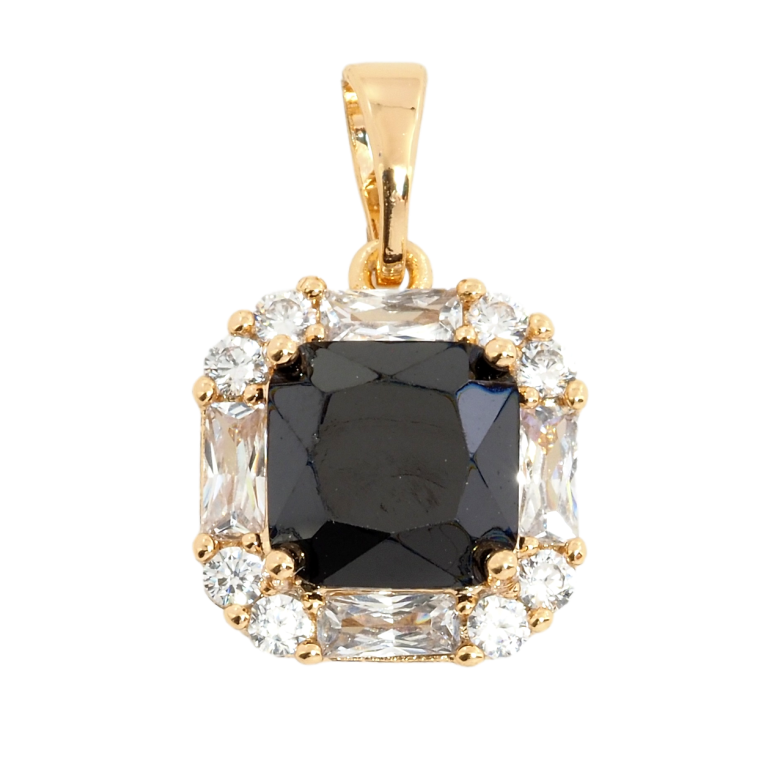 Кулон Xuping Позолота 18K Черный фианит в обрамлении циркония для цепочки до 5мм фото №1