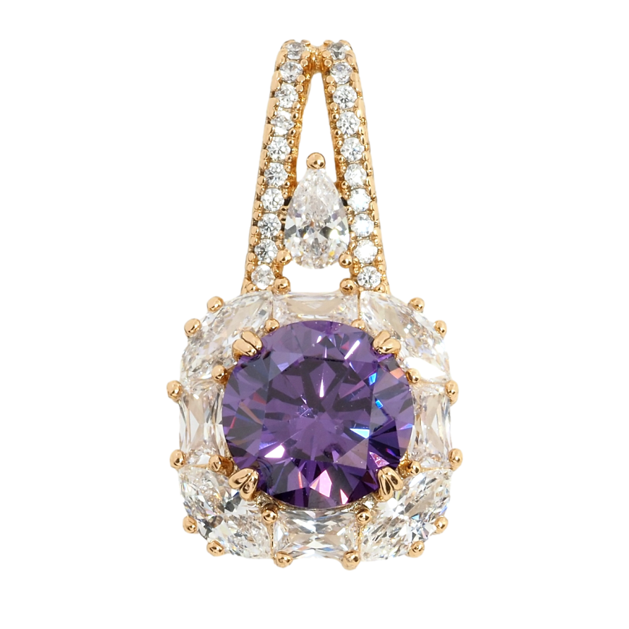 Кулон Xuping Позолота 18K Бузковий фіаніт в обрамленні цирконію для ланцюжка до 4мм фото №1