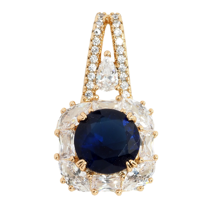 Кулон Xuping Позолота 18K Cиній фіаніт в обрамленні цирконію для ланцюжка до 4мм фото №3