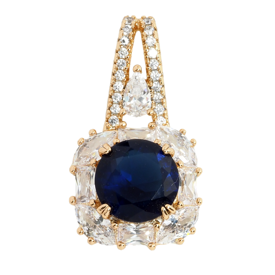 Кулон Xuping Позолота 18K Cиній фіаніт в обрамленні цирконію для ланцюжка до 4мм фото №1