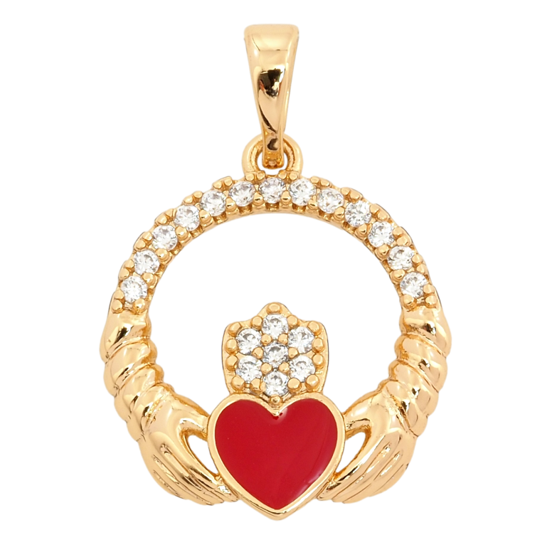 Кулон Xuping Позолота 18K Червоне серце в руках для ланцюжка до 5мм фото №1 Кулон Xuping Позолота 18K Червоне серце в руках для ланцюжка до 5мм фото №1