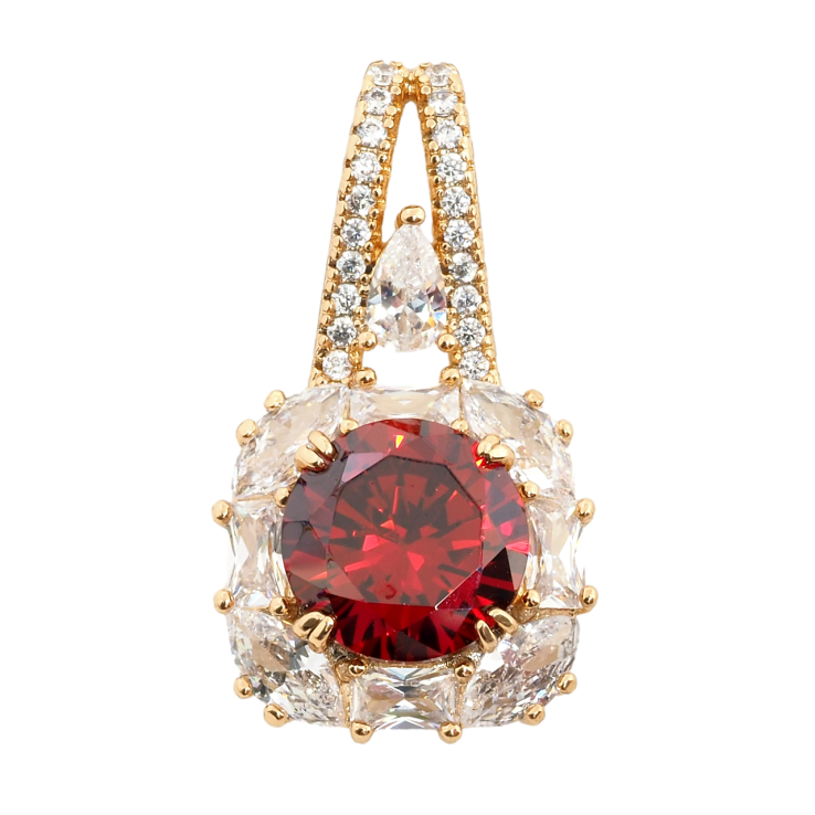 Кулон Xuping Позолота 18K Червоний фіаніт в обрамленні цирконію для ланцюжка до 4мм фото №18