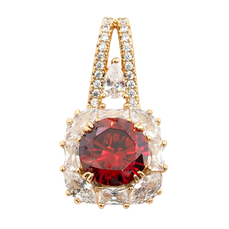 Кулон Xuping Позолота 18K Красный фианит в обрамлении циркония для цепочки до 4мм фото №14