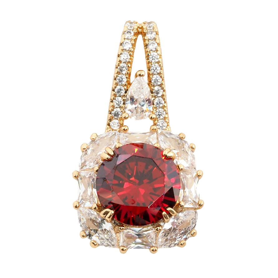 Кулон Xuping Позолота 18K Червоний фіаніт в обрамленні цирконію для ланцюжка до 4мм фото №1