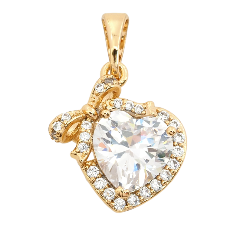 Кулон Xuping Позолота 18K Кристальное сердце с бантом для цепочки до 5мм фото №1