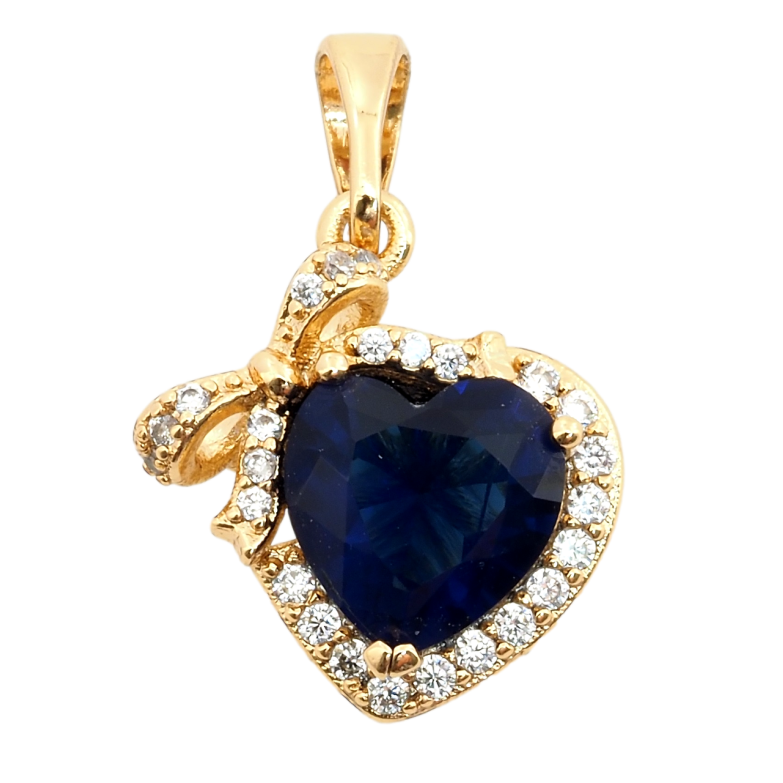 Кулон Xuping Позолота 18K Синє кришталеве серце з бантом для ланцюжка до 5мм фото №10