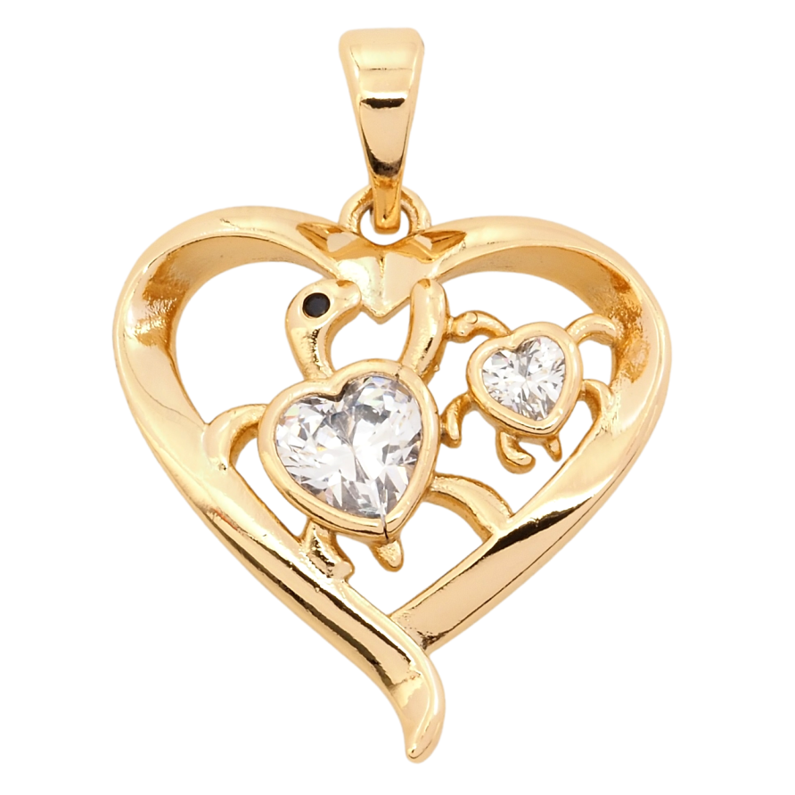 Кулон Xuping Позолота 18K Серце з черепашками для ланцюжка до 5мм фото №1