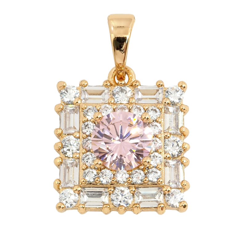Кулон Xuping Позолота 18K Инкрустация цирконием и розовым фианитом для цепочки до 5мм фото №1