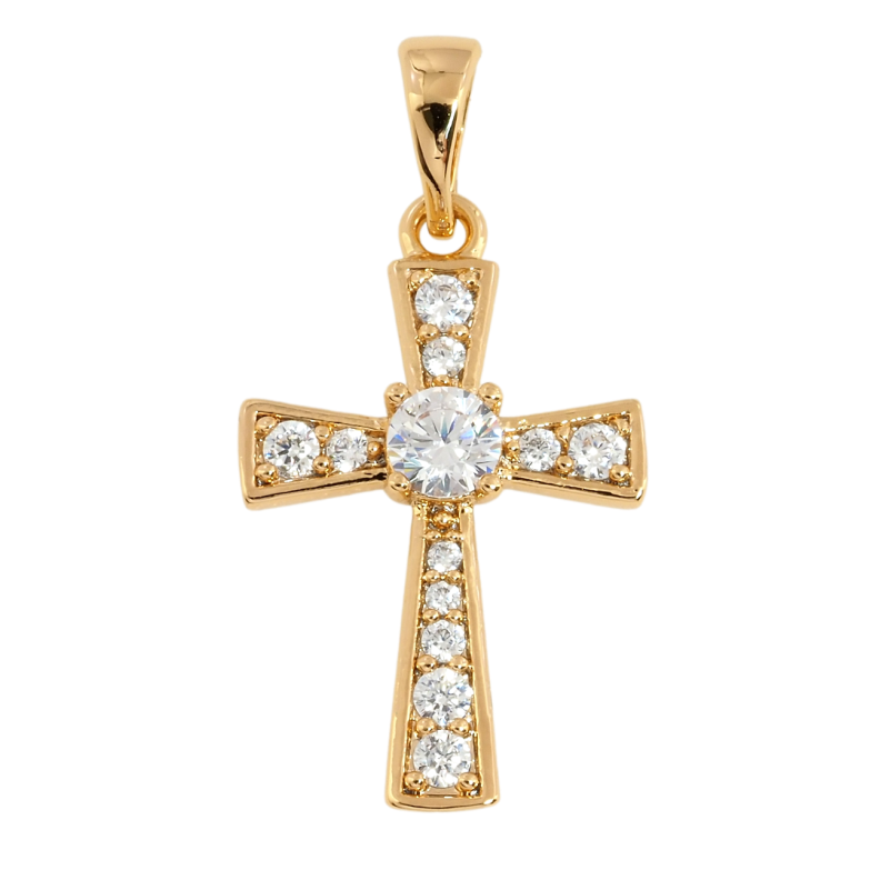 Кулон Xuping Позолота 18K Хрест із цирконієм для ланцюжка до 5мм фото №1