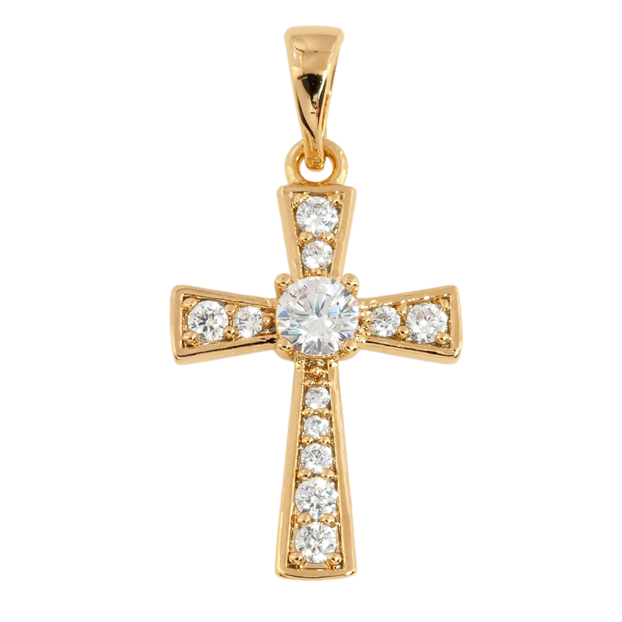 Кулон Xuping Позолота 18K Крест с цирконием для цепочки до 5мм фото №1