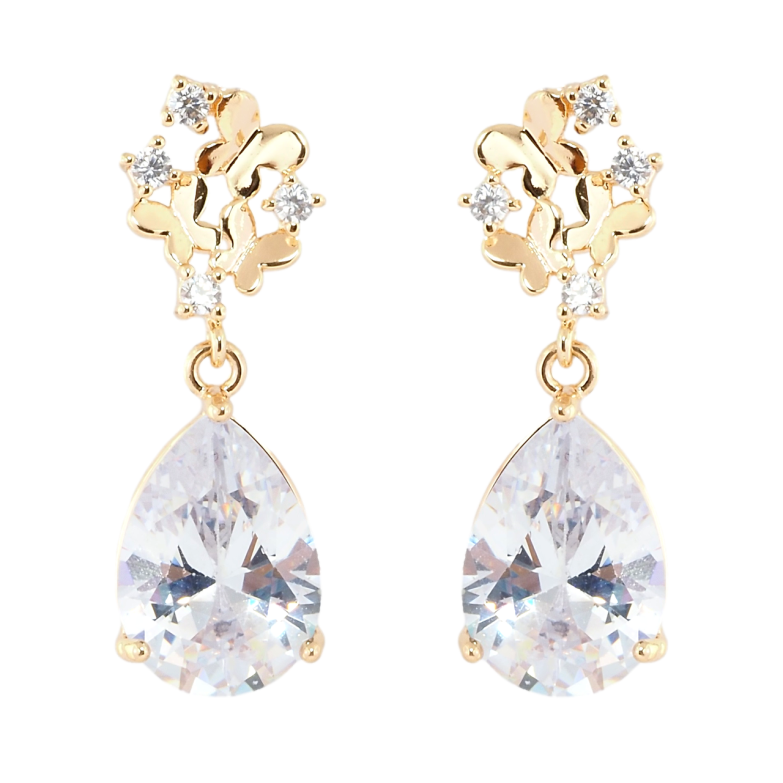 Серьги Xuping M&L Цвет 18K пусеты Бабочки с кристальными подвесками фото №1
