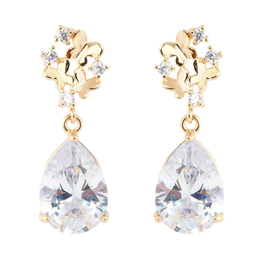 Сережки Xuping M&L Колір 18K пусети Метелики з кристальними підвісками фото №1
