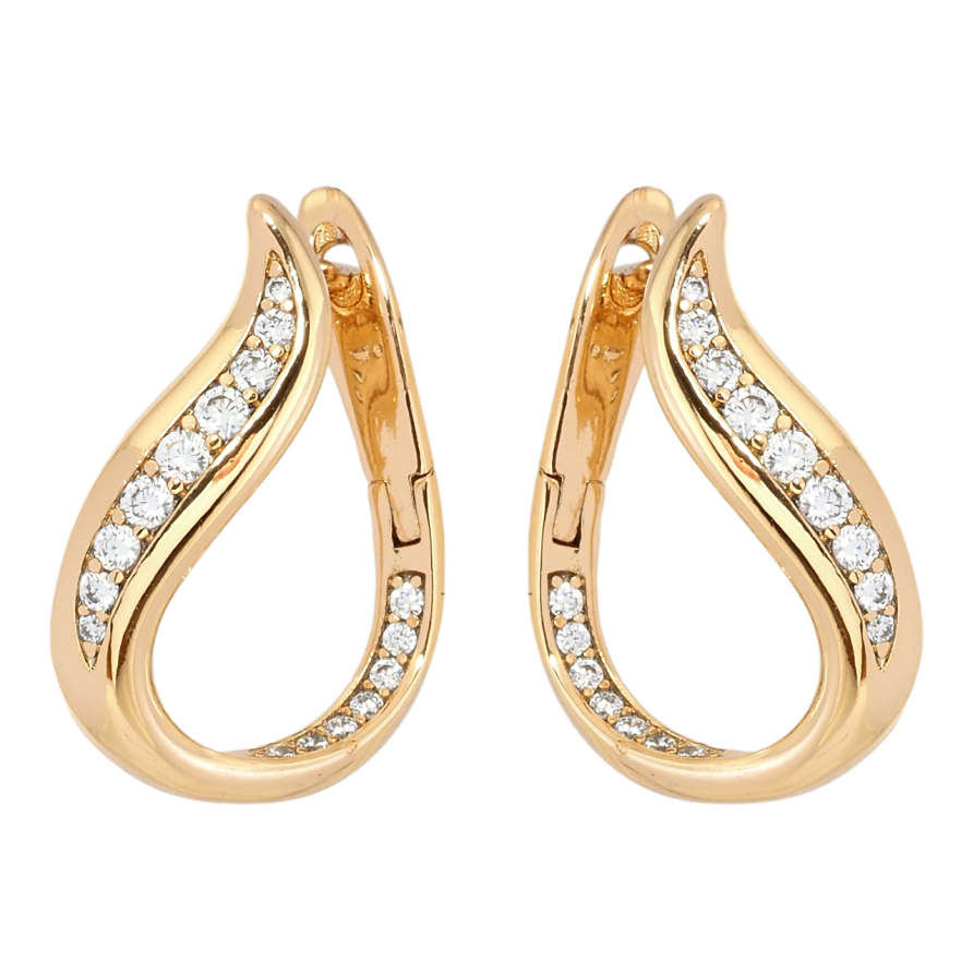 Сережки Xuping Позолота 18K англійський замок Крапельки з цирконієм фото №1